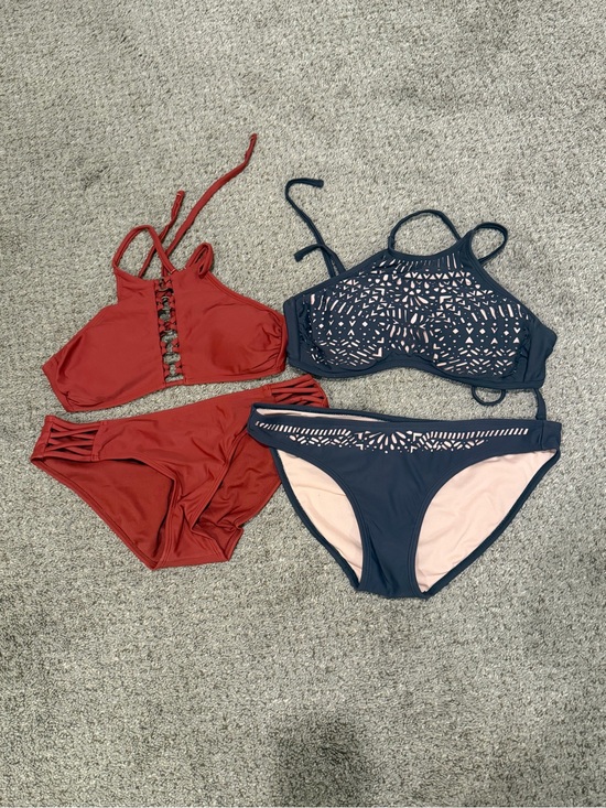 Xhilaration Other - Two-Piece Bikini Set - Red and Gray Crop Tops with Matching Bottoms